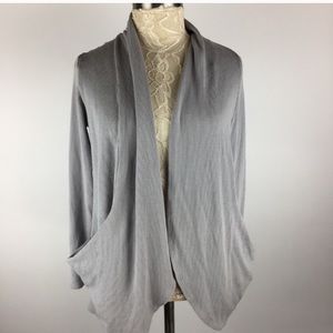 Gray waffle knit open front cardigan Size M